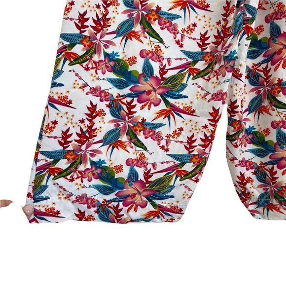 Vintage Caribbean Joe Wide Leg Cropped Tropical Floral Pants 12 - Picture 2 of 9
